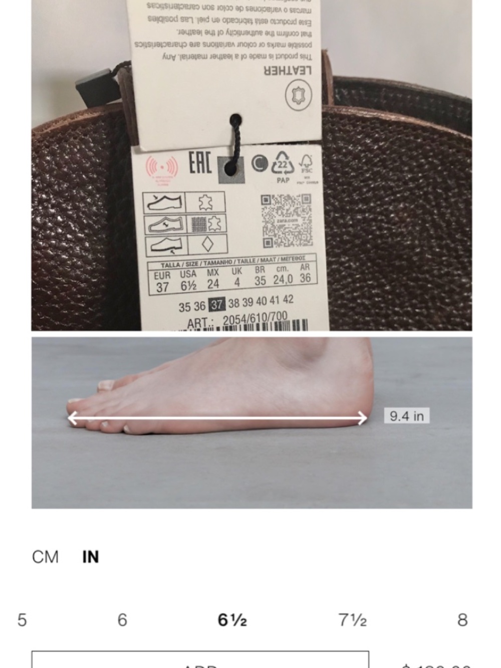 Zara Leather Hight Boots Textured Brown Mid Heel Pointed Toe Pull On Size: 6 1/2 - Picture 5 of 16